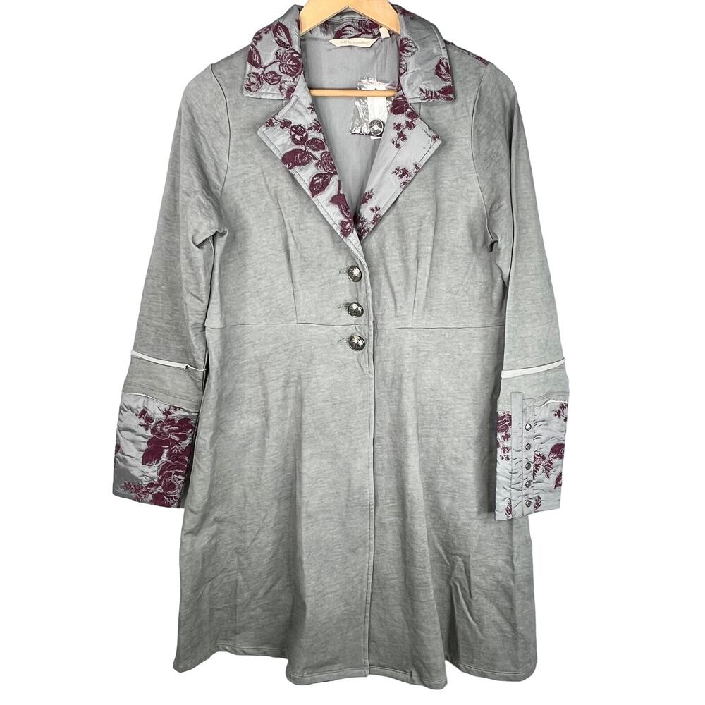 NWT Soft Surroundings Grey Grandeur Floral Embroidered Jacket Small